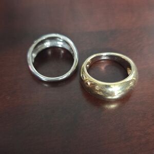 Elegant Gold and Silver Band Ring Set